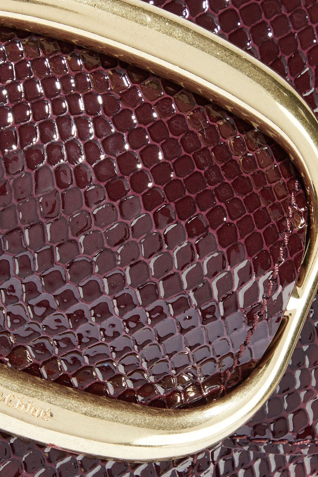 SEE BY CHLOÉ Hopper buckle-embellished glossed snake-effect leather shoulder bag