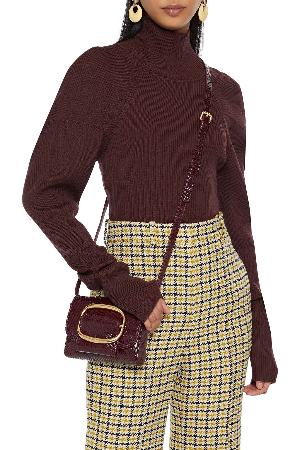 SEE BY CHLOÉ Hopper buckle-embellished glossed snake-effect leather shoulder bag