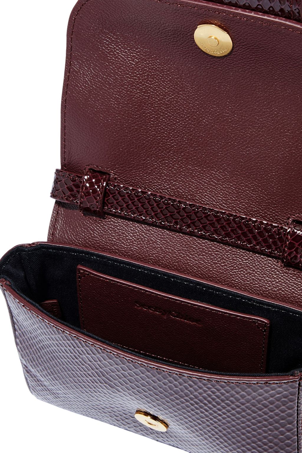 SEE BY CHLOÉ Hopper buckle-embellished glossed snake-effect leather shoulder bag