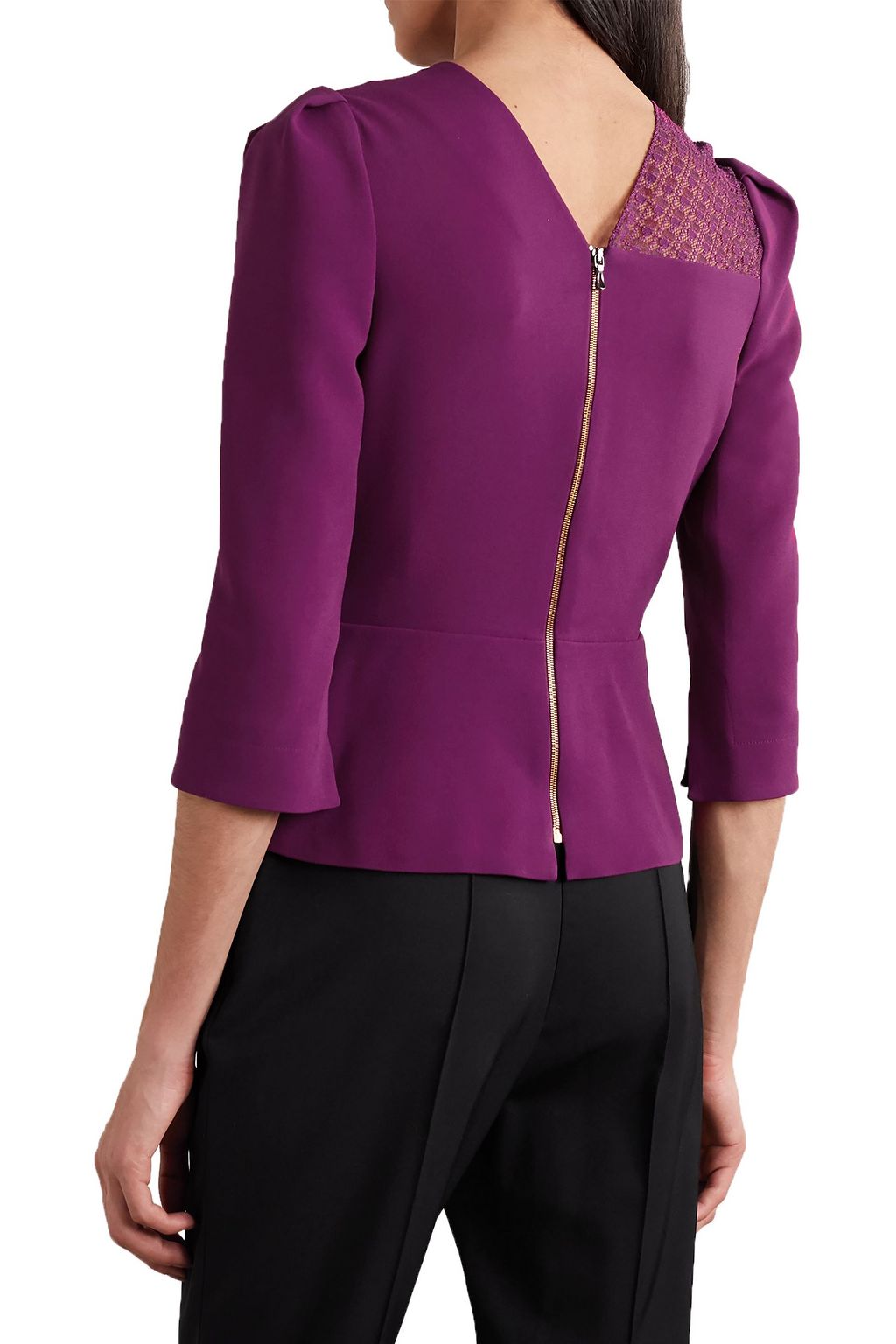 ROLAND MOURET Ashridge lace-trimmed crepe top