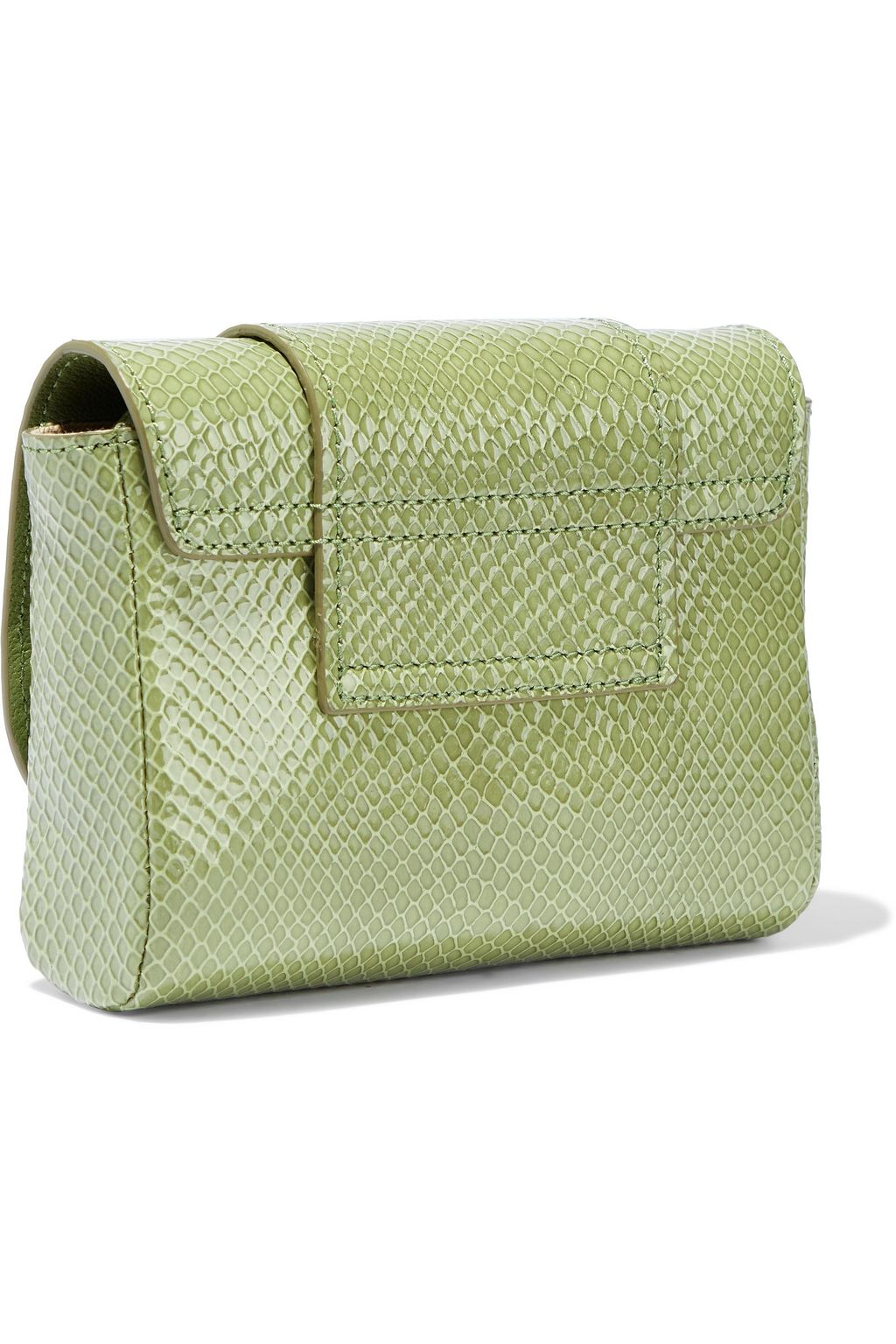 SEE BY CHLOÉ Hopper buckle-embellished glossed snake-effect leather shoulder bag