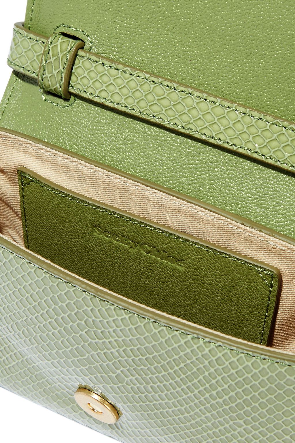 SEE BY CHLOÉ Hopper buckle-embellished glossed snake-effect leather shoulder bag