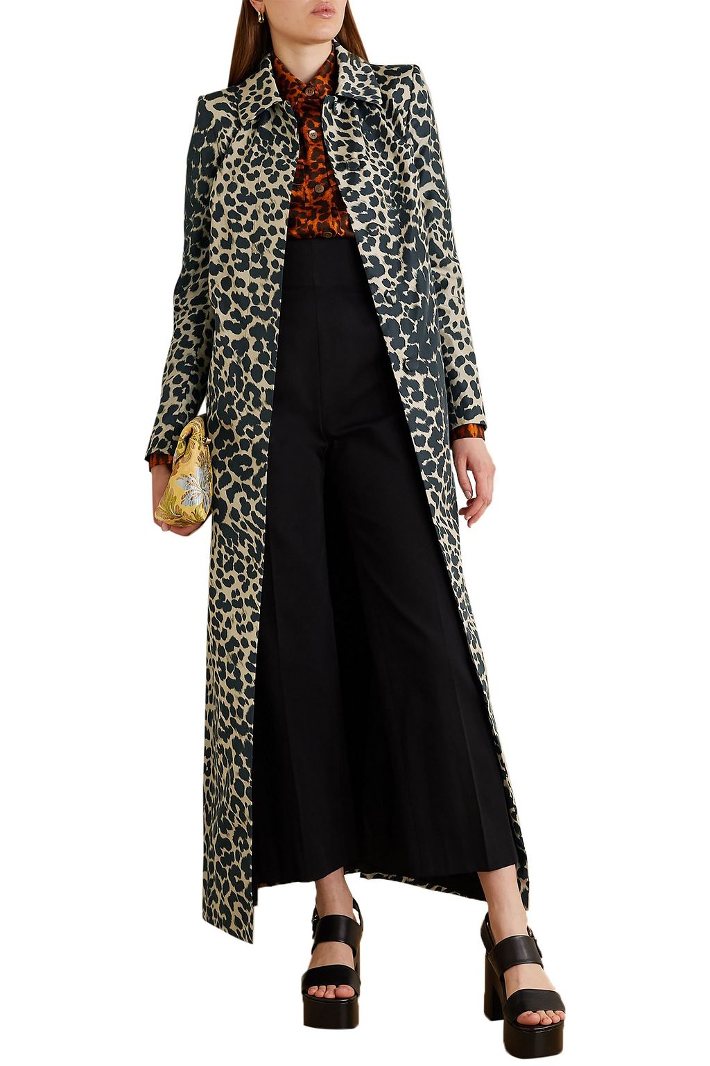 DRIES VAN NOTEN Leopard-print shell trench coat