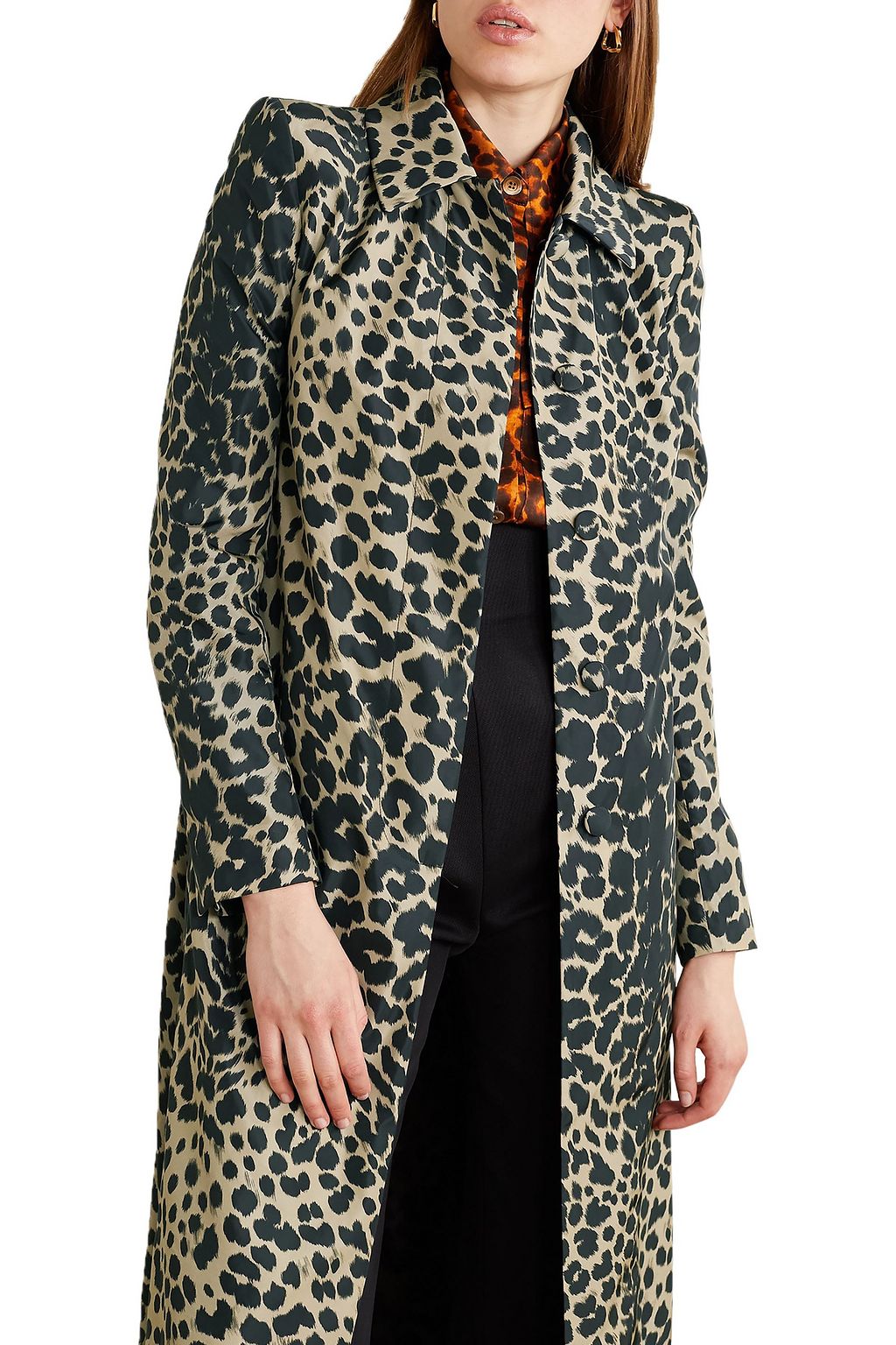 DRIES VAN NOTEN Leopard-print shell trench coat