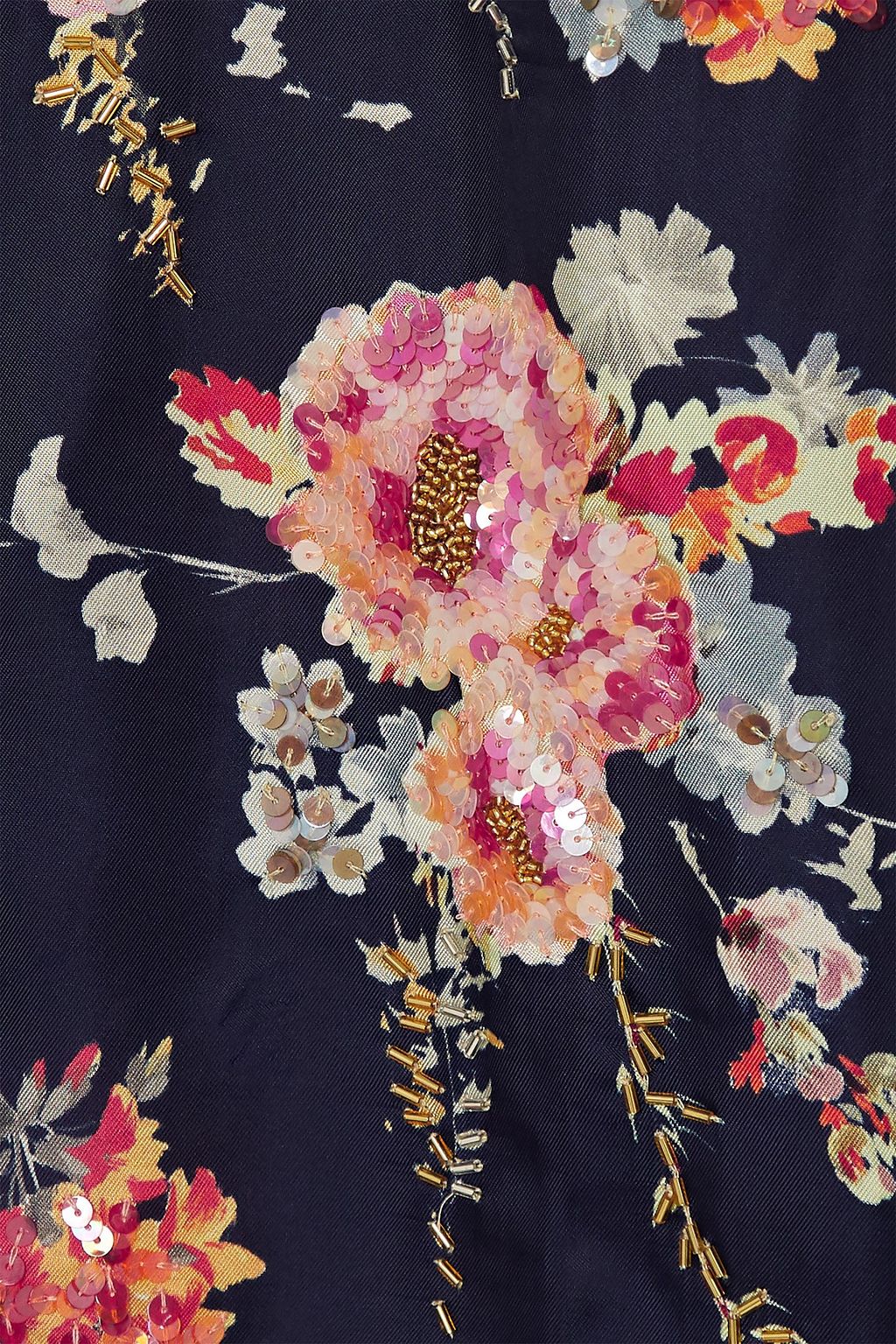 DRIES VAN NOTEN Embellished floral-print twill blouse