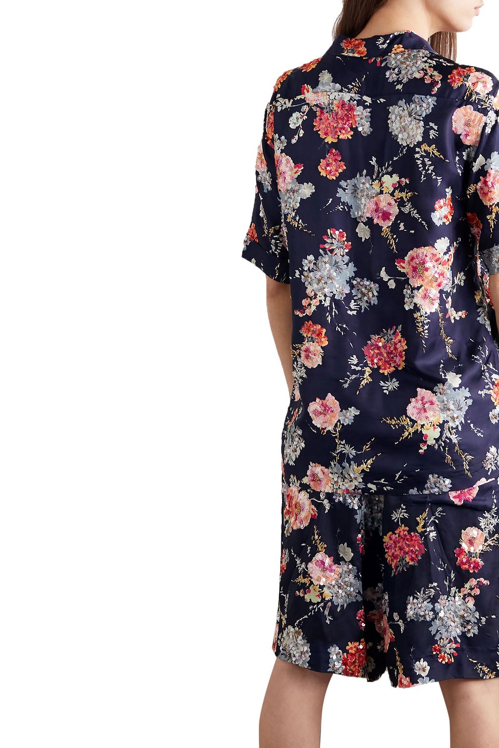 DRIES VAN NOTEN Embellished floral-print twill blouse