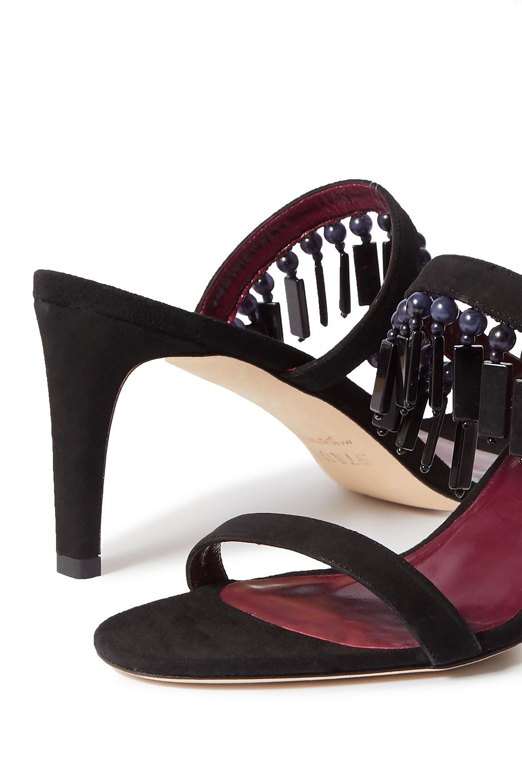 STAUD Raoule bead-embellished suede mules