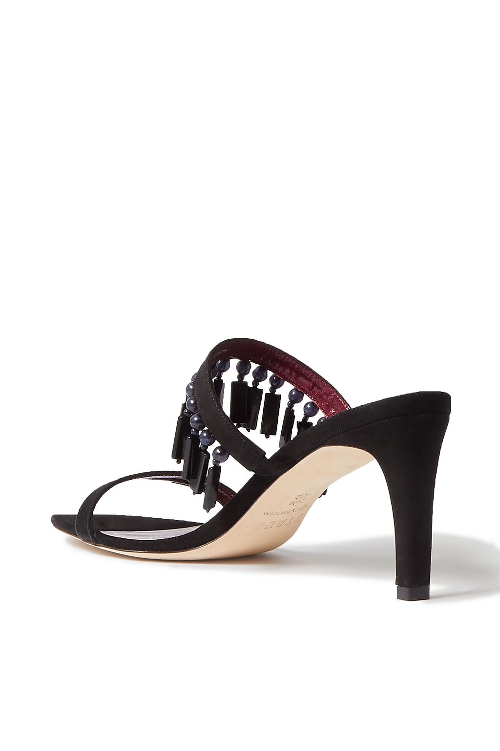 STAUD Raoule bead-embellished suede mules