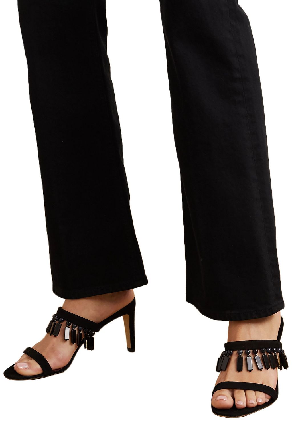 STAUD Raoule bead-embellished suede mules