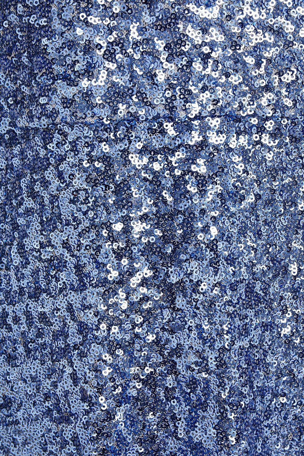 MARCHESA NOTTE Floral-appliquéd dégradé sequined stretch-tulle halterneck gown