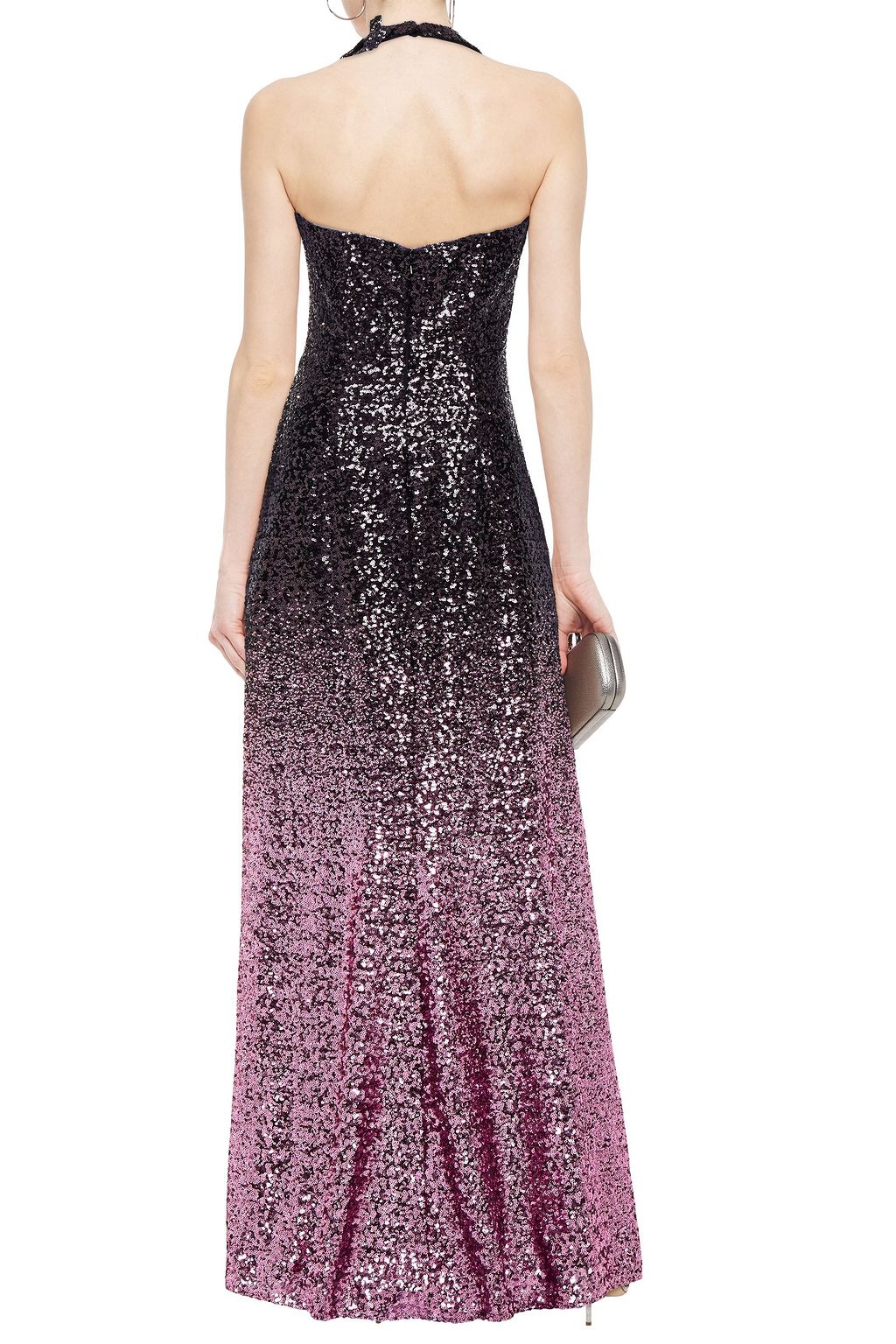 Pflaume Neckholder Robe Aus Stretch Tull Mit Farbverlauf Floralen Applikationen Und Pailletten Sale Bis Zu 70 Marchesa Notte The Outnet Marchesa Notte The Outnet