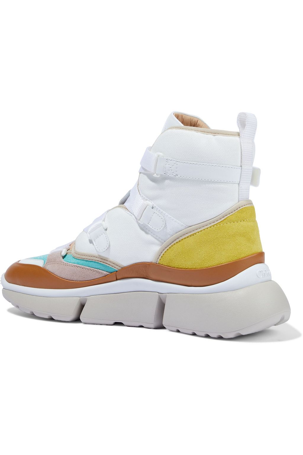 CHLOÉ Sonnie leather, suede and mesh high-top sneakers