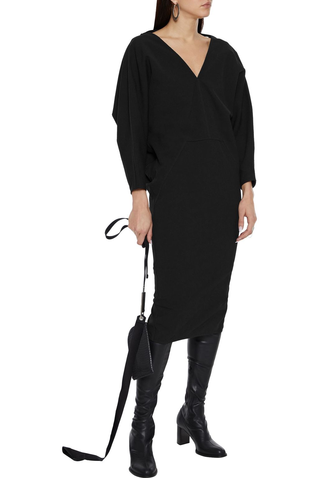 RICK OWENS Gathered textured cotton-blend midi dress