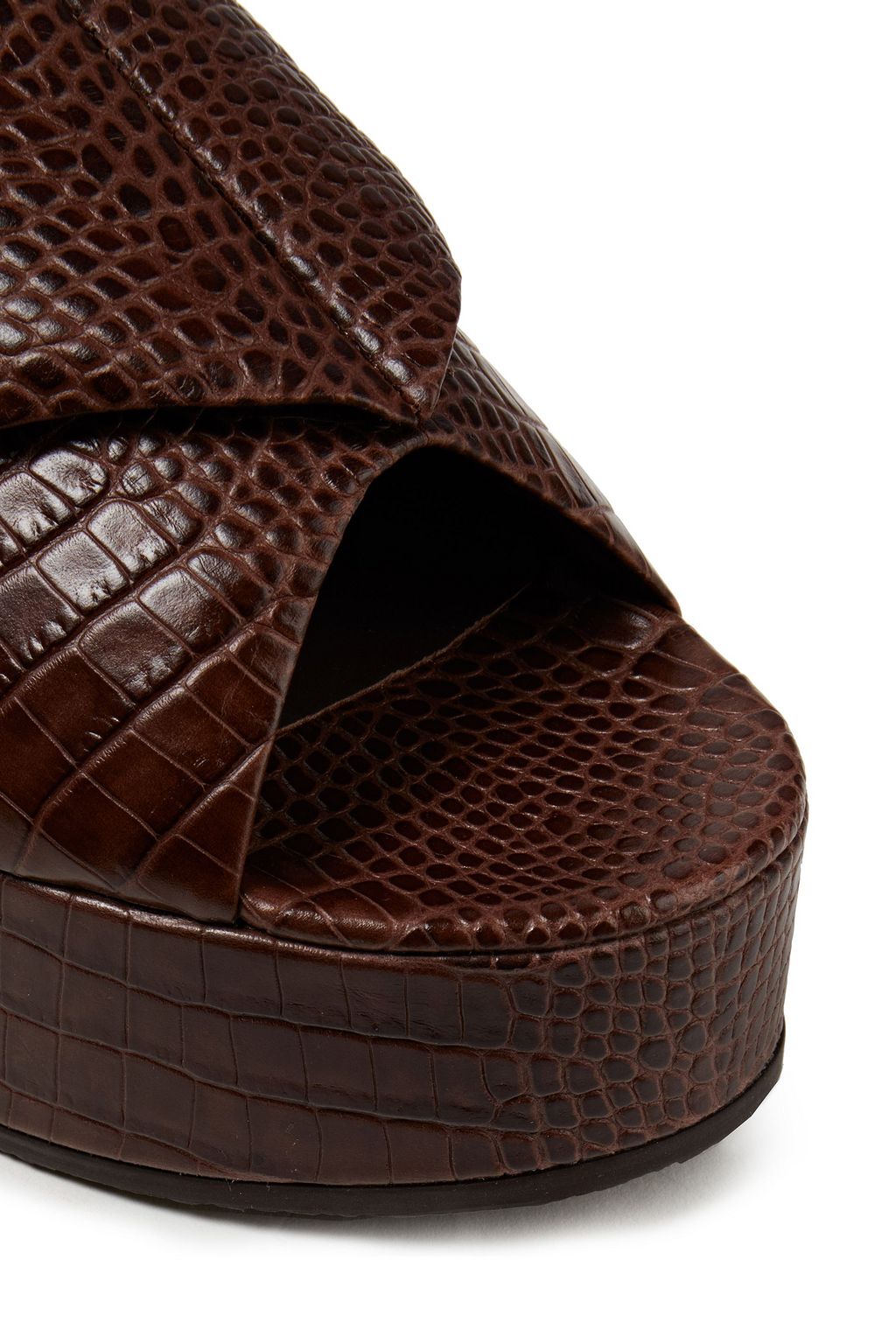 CO Croc-effect leather platform slingback sandals