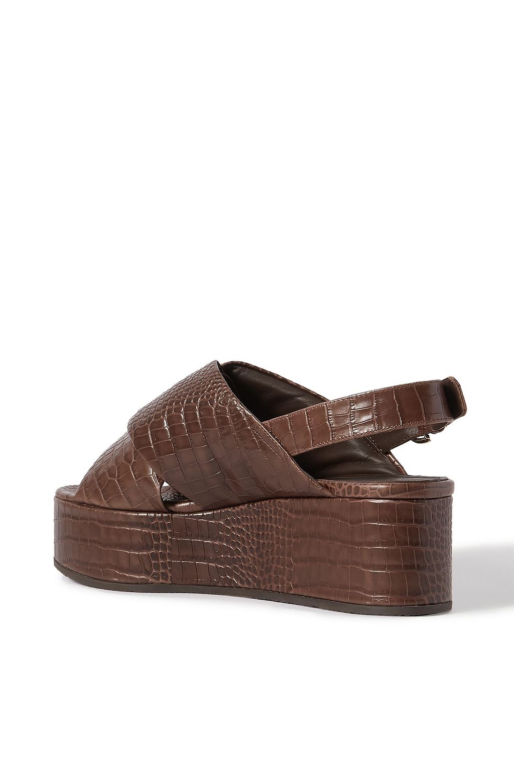 CO Croc-effect leather platform slingback sandals