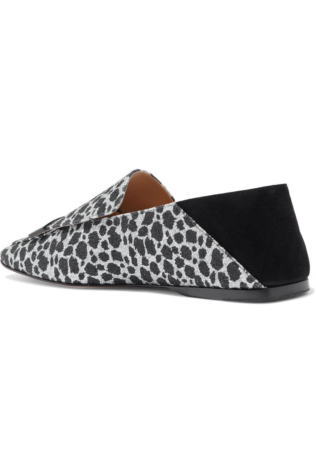 SERGIO ROSSI sr1 metallic leopard-print woven collapsible-heel loafers