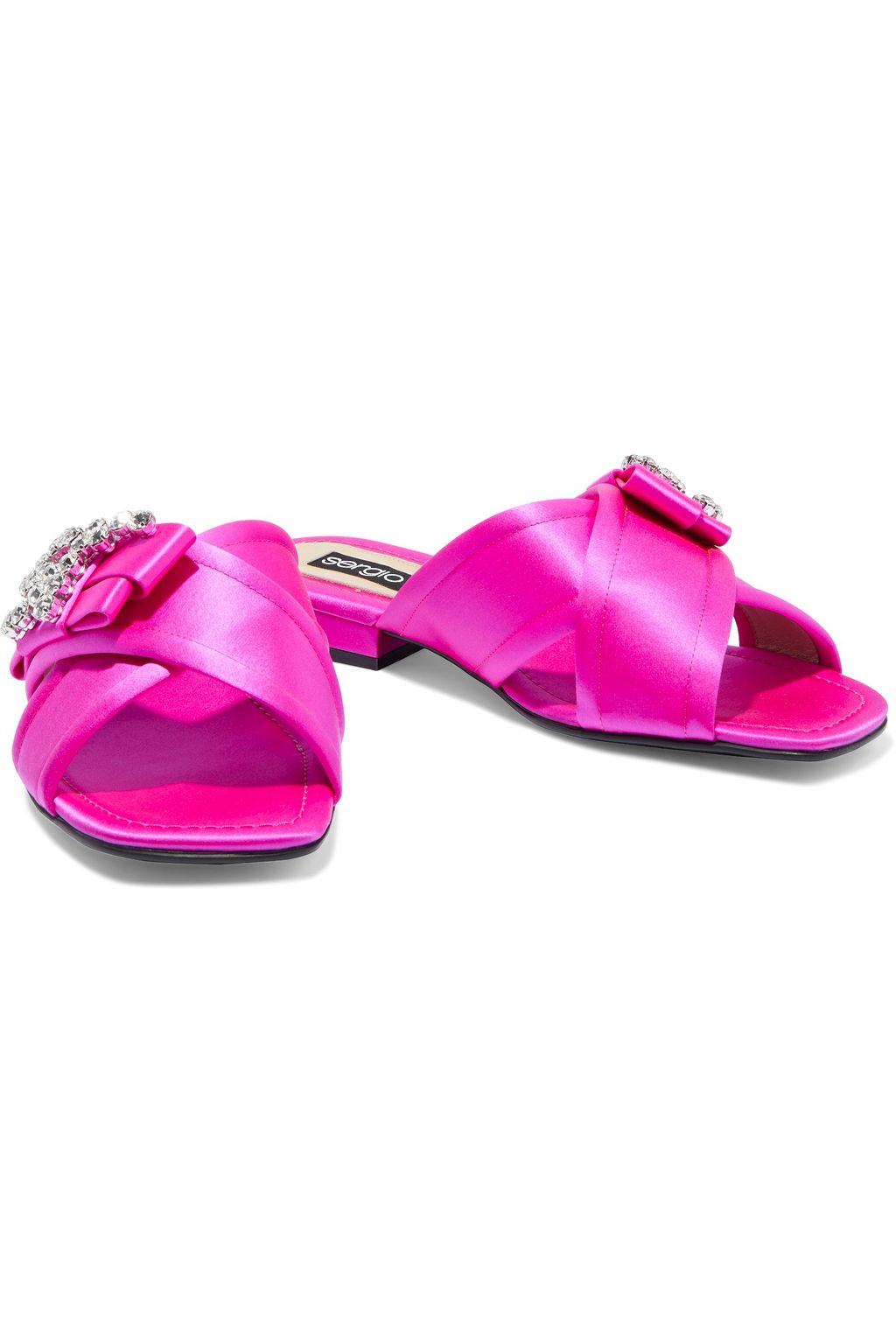 SERGIO ROSSI Crystal-embellished satin sandals