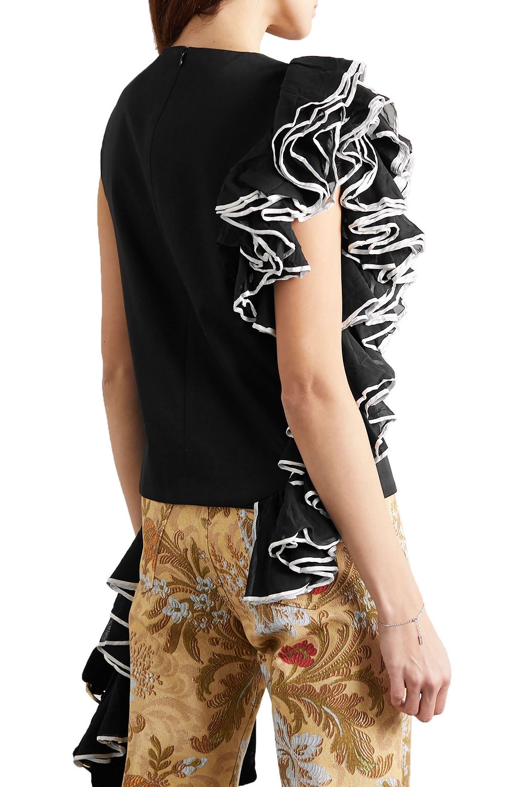 DRIES VAN NOTEN Asymmetric ruffled cotton top