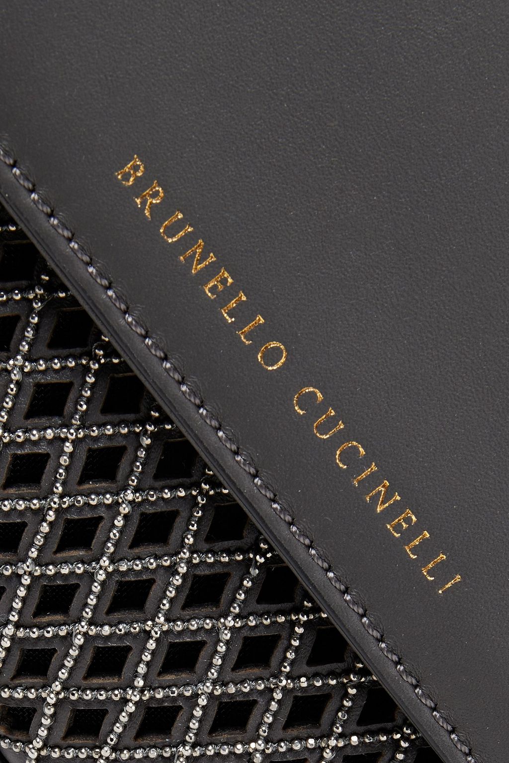 BRUNELLO CUCINELLI Bead-embellished laser-cut leather tote