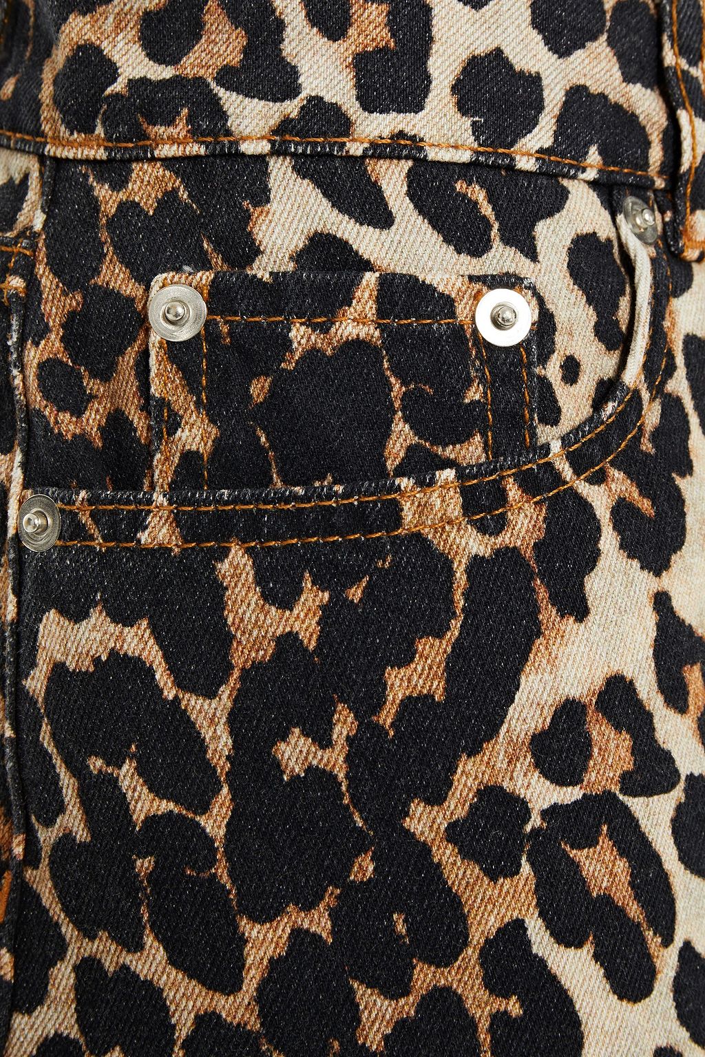 GANNI Leopard-print denim mini skirt