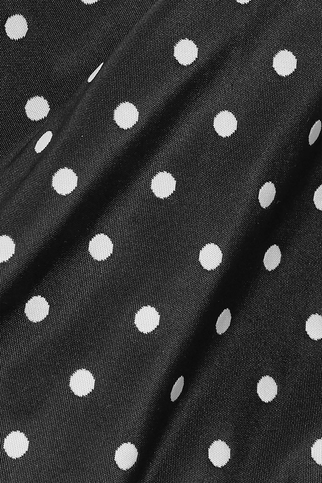DRIES VAN NOTEN Feather-trimmed polka-dot satin and floral-jacquard maxi skirt