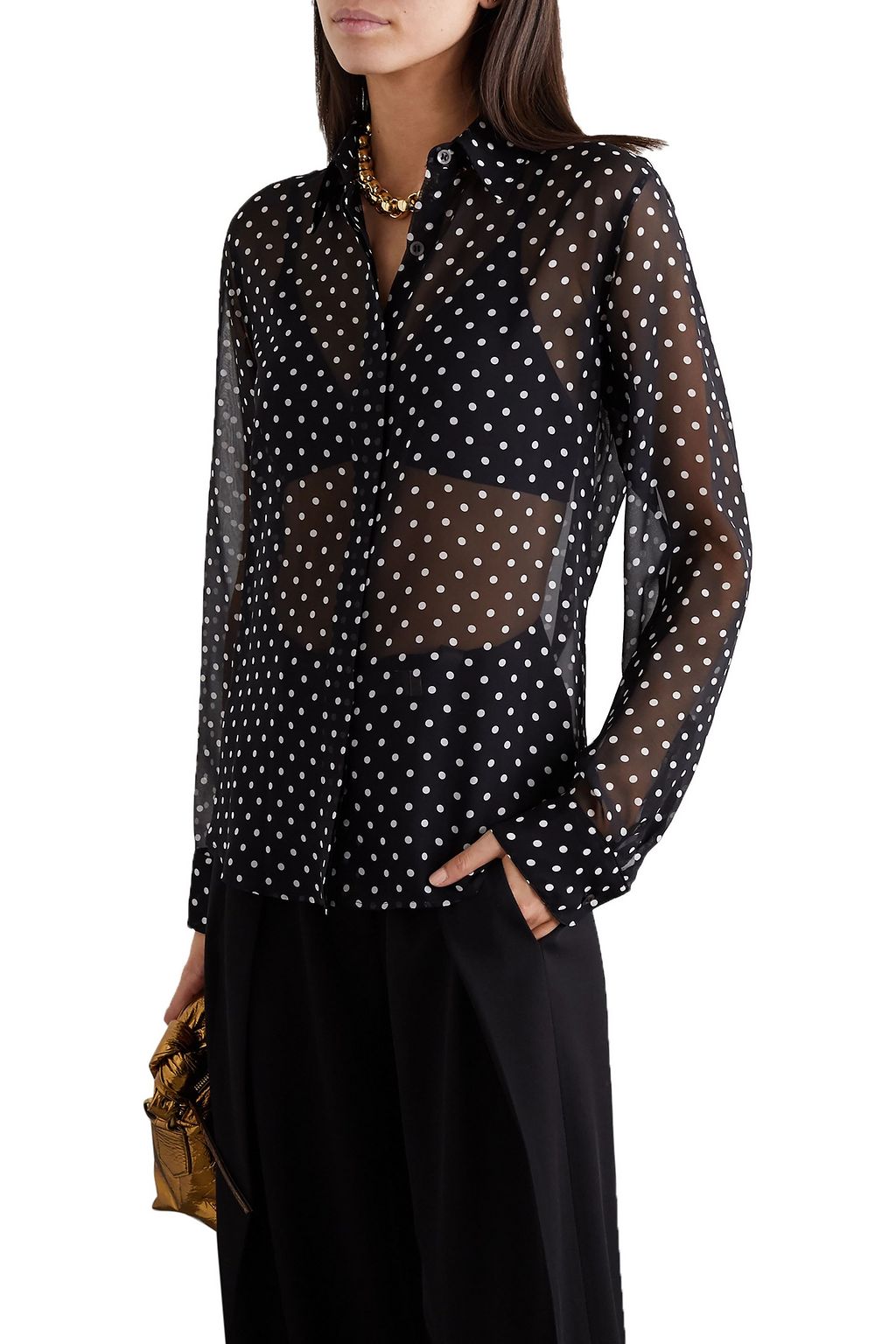DRIES VAN NOTEN Polka-dot silk-chiffon blouse