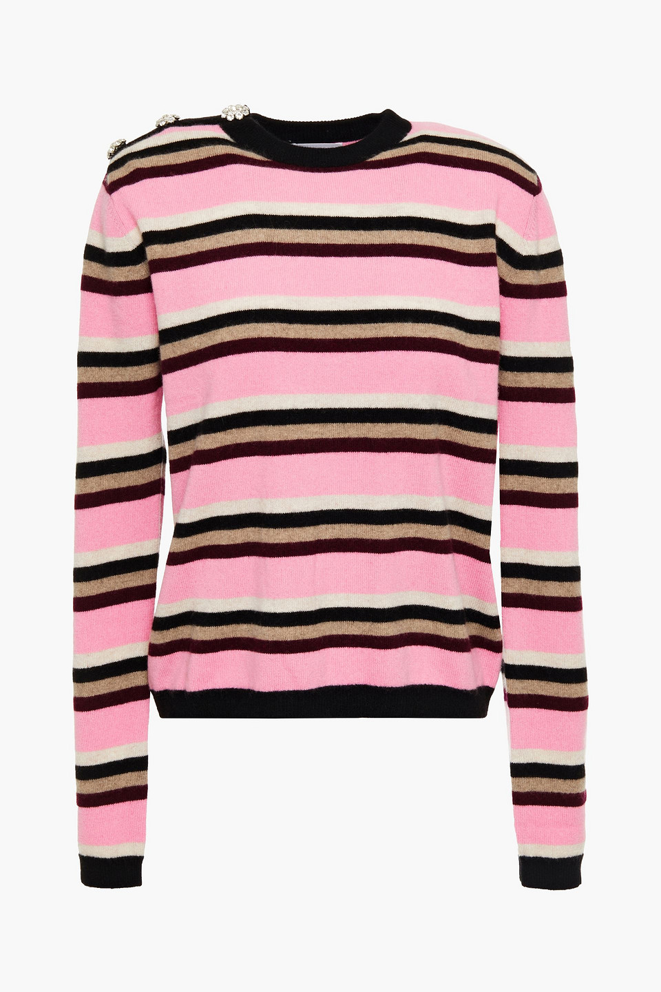 Ganni Woman Striped Cashmere Sweater Pink Size XS