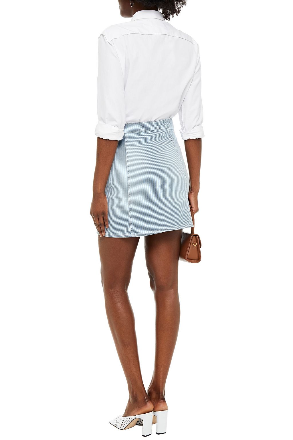 BA&SH Rita striped denim mini skirt