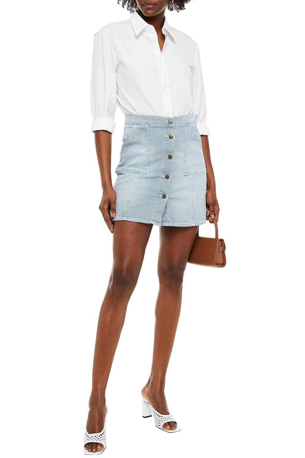 BA&SH Rita striped denim mini skirt