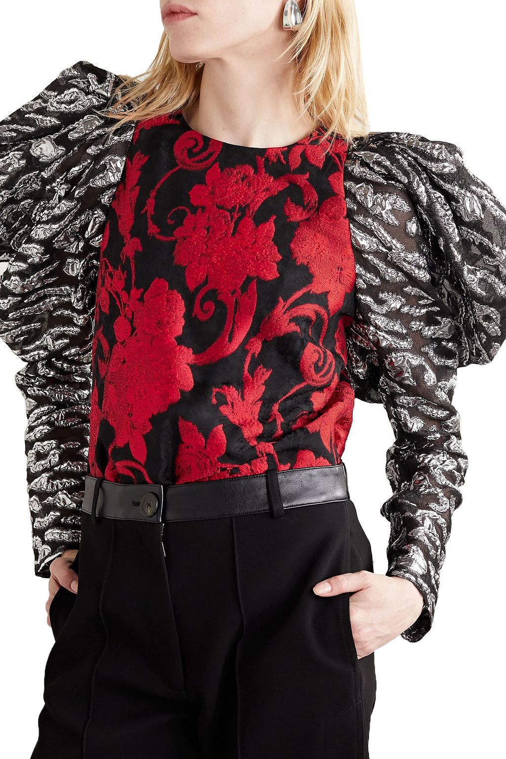 DRIES VAN NOTEN Brocade and tulle blouse