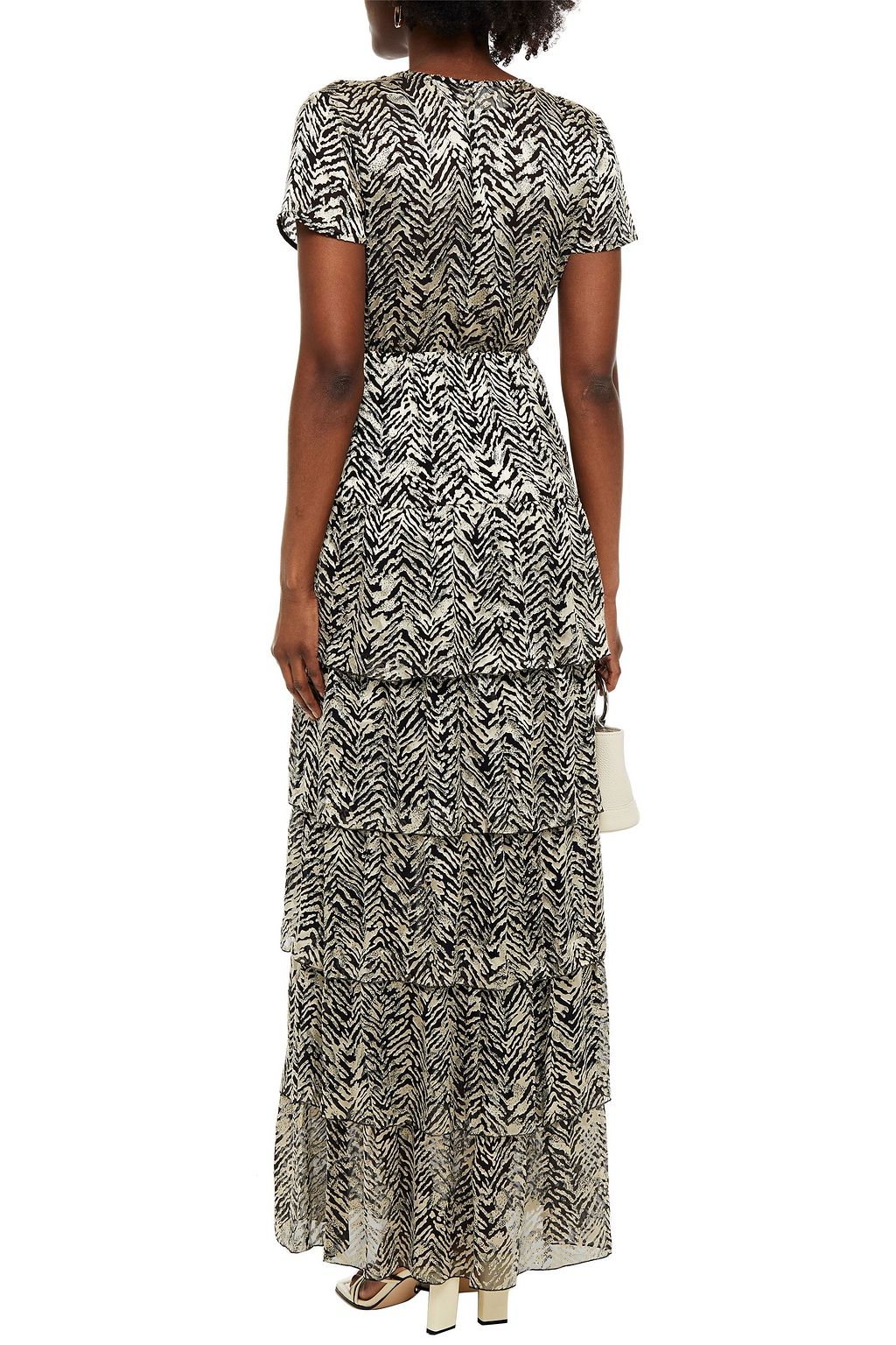 BA&SH Zelie tiered wrap-effect burnout satin maxi dress