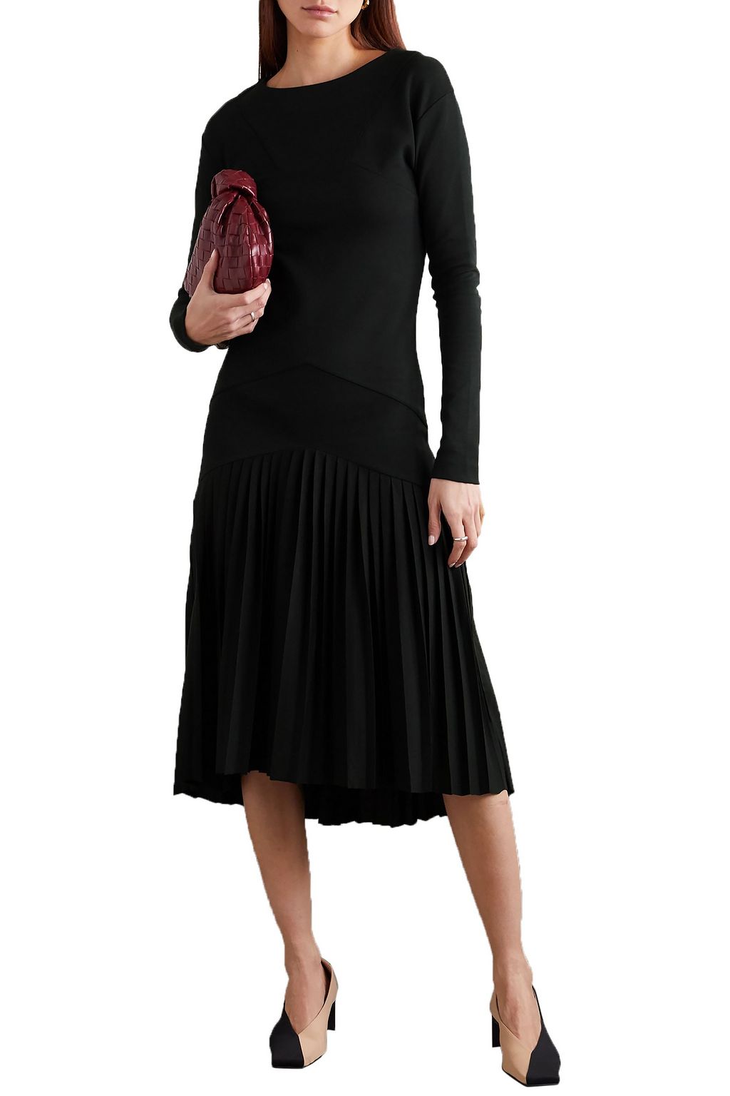BITE STUDIOS Pleated organic cotton-blend jersey midi dress