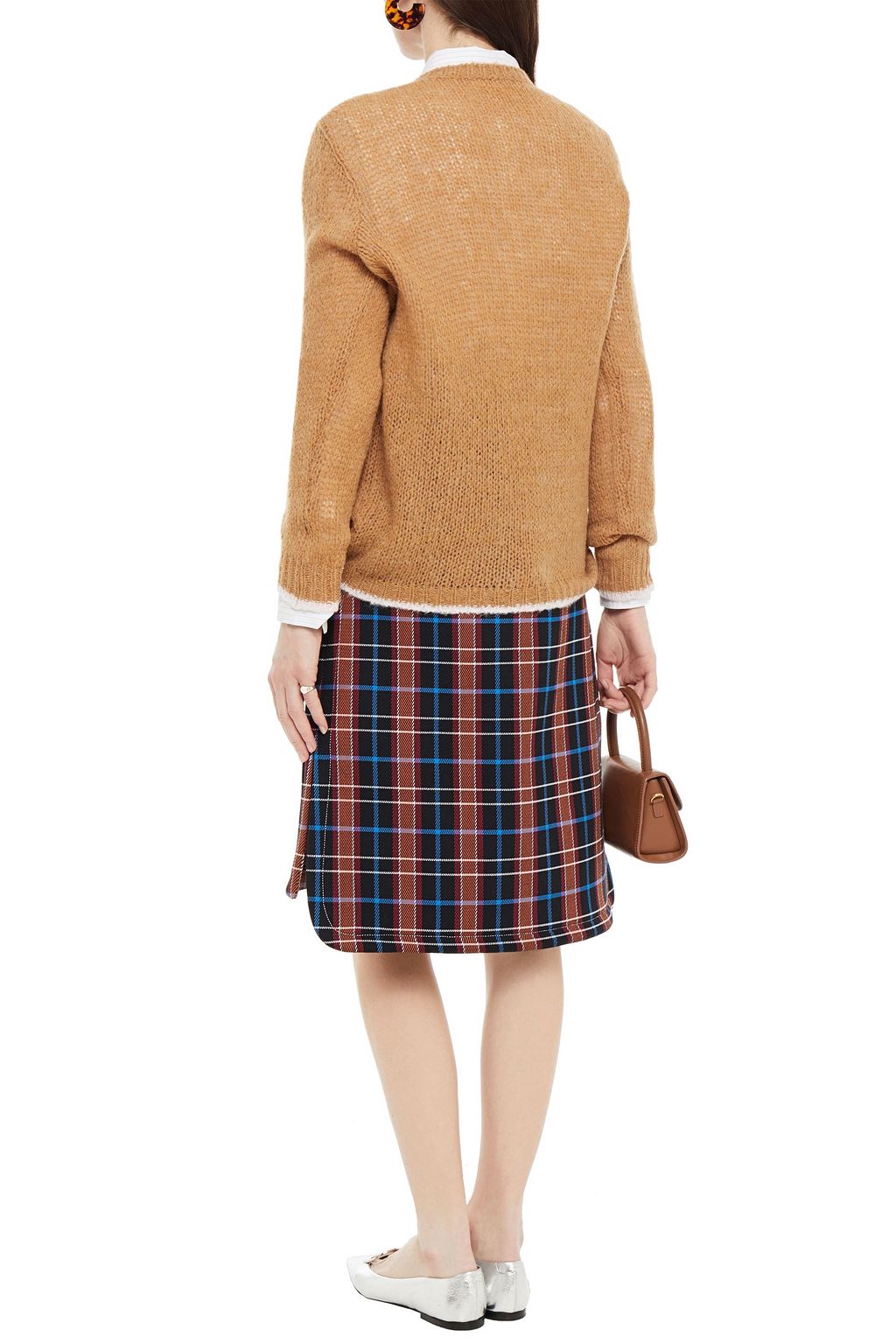 MARNI Checked cotton-blend drill skirt
