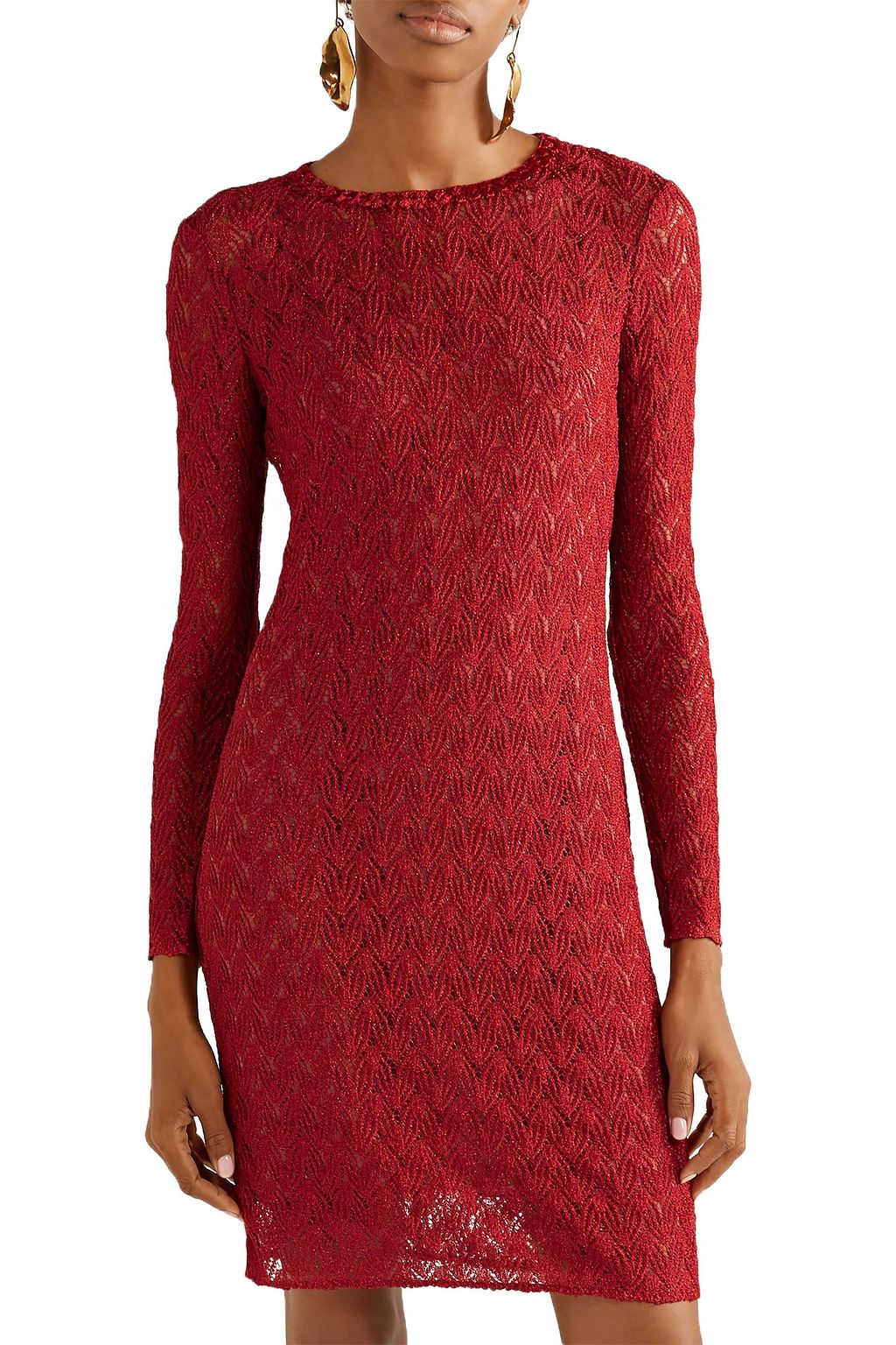 MISSONI Metallic crochet-knit mini dress
