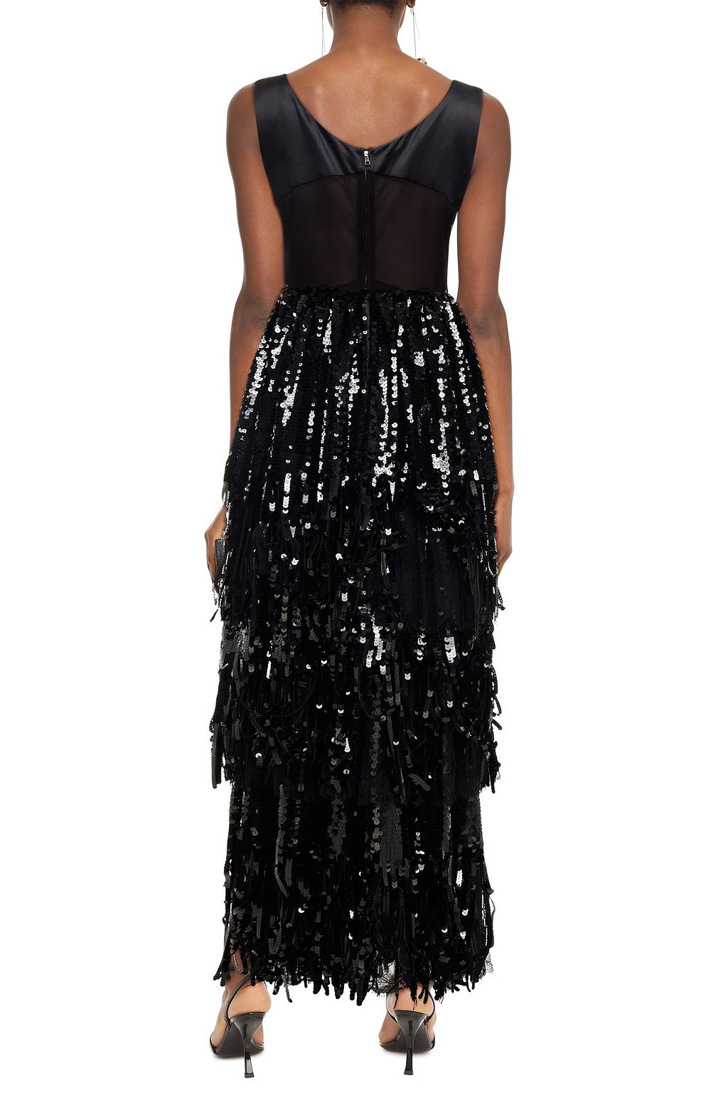 DOLCE&GABBANA Gestufte Robe aus Tüll mit Satineinsatz und Pailletten
