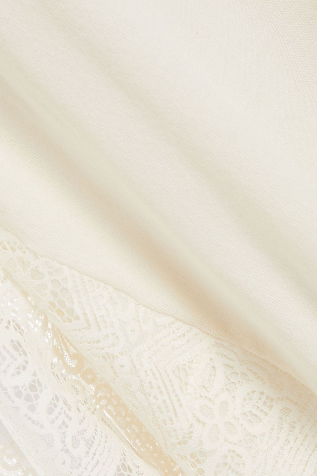 MAILLE CLU Guipure lace-paneled cotton and cashmere-blend sweater