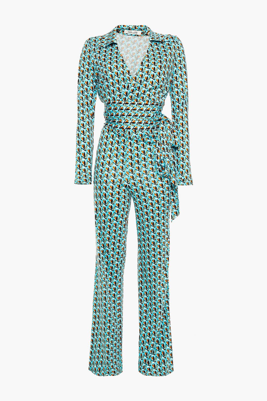 DIANE VON FURSTENBERG Wrap effect printed silk jersey jumpsuit THE OUTNET