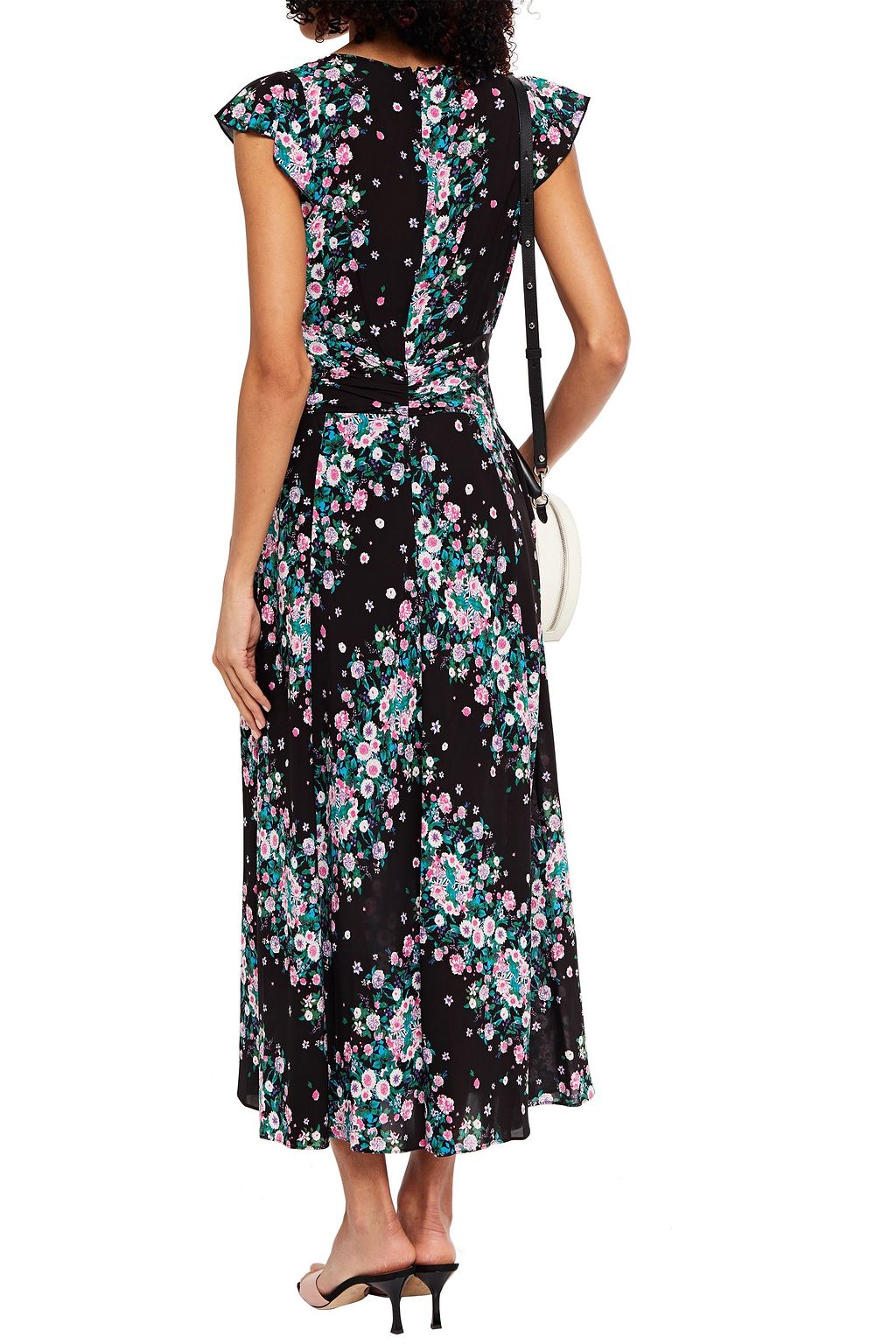 DIANE VON FURSTENBERG Midikleid aus Crêpe de Chine mit floralem Print und Rüschen