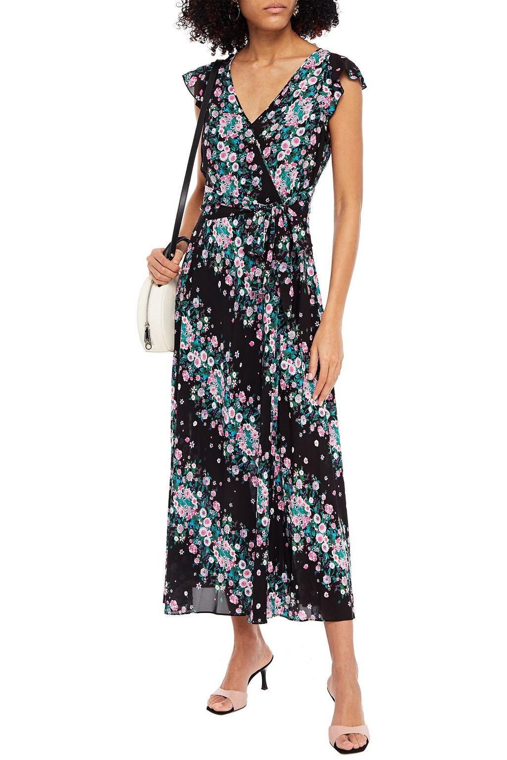 DIANE VON FURSTENBERG Midikleid aus Crêpe de Chine mit floralem Print und Rüschen