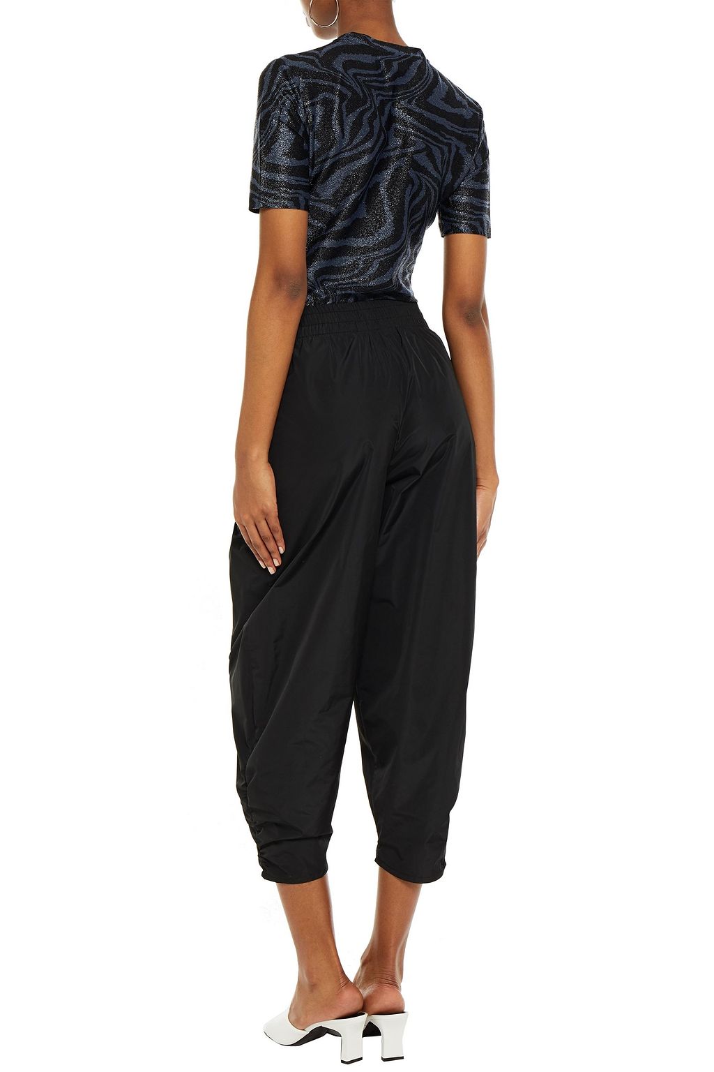 GANNI Metallic zebra-print stretch-jersey T-shirt
