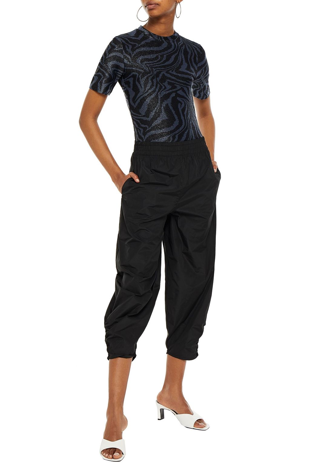 GANNI Metallic zebra-print stretch-jersey T-shirt