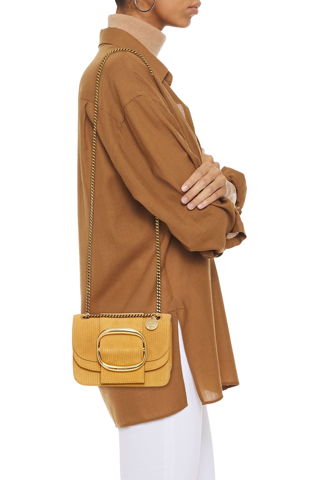 SEE BY CHLOÉ Hopper ribbed suede and leather shoulder bag