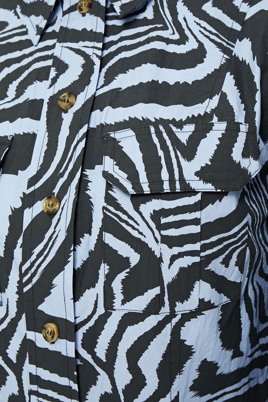 GANNI Gathered tiger-print cotton-poplin mini dress