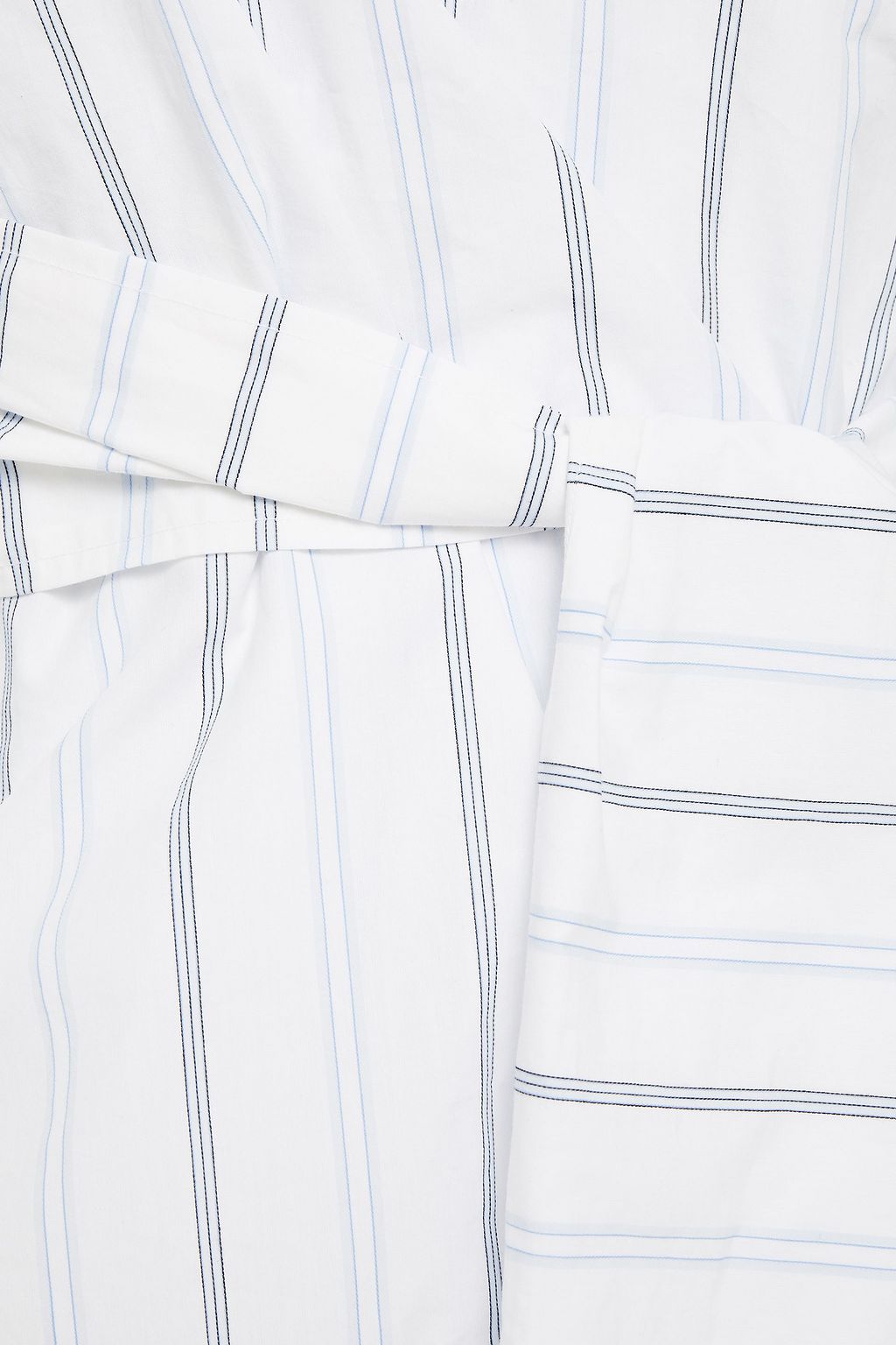 GANNI Paneled striped cotton-poplin wrap top