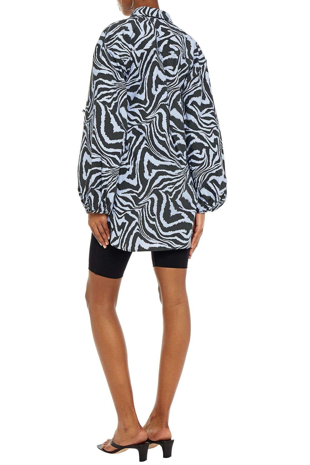GANNI Tiger-print cotton-poplin shirt