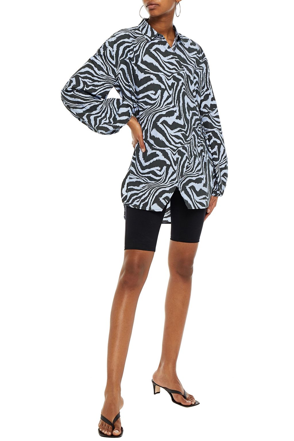 GANNI Tiger-print cotton-poplin shirt