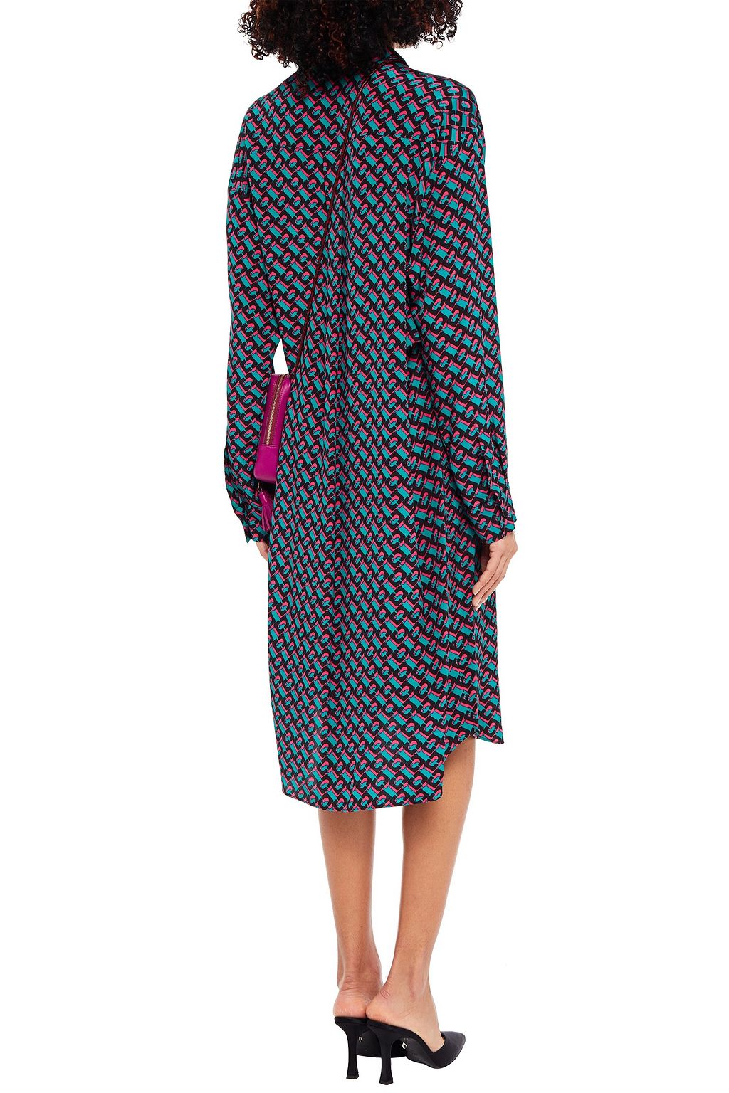 DIANE VON FURSTENBERG Aliana pintucked printed silk crepe de chine shirt dress