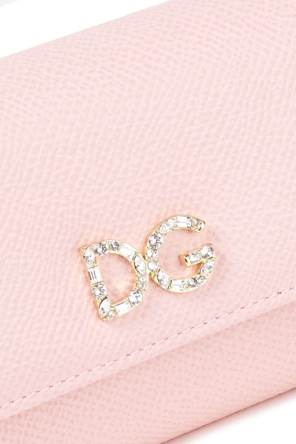 DOLCE&GABBANA Crystal-embellished textured-leather wallet