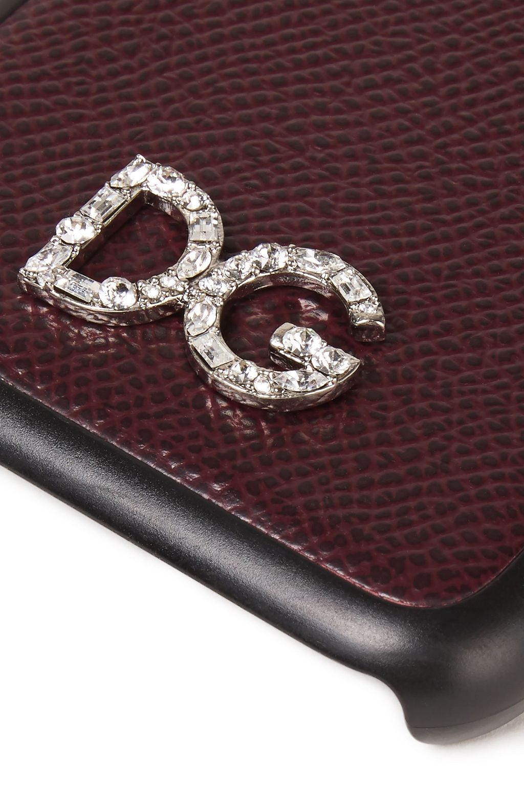 DOLCE&GABBANA Crystal-embellished textured-leather iPhone X case