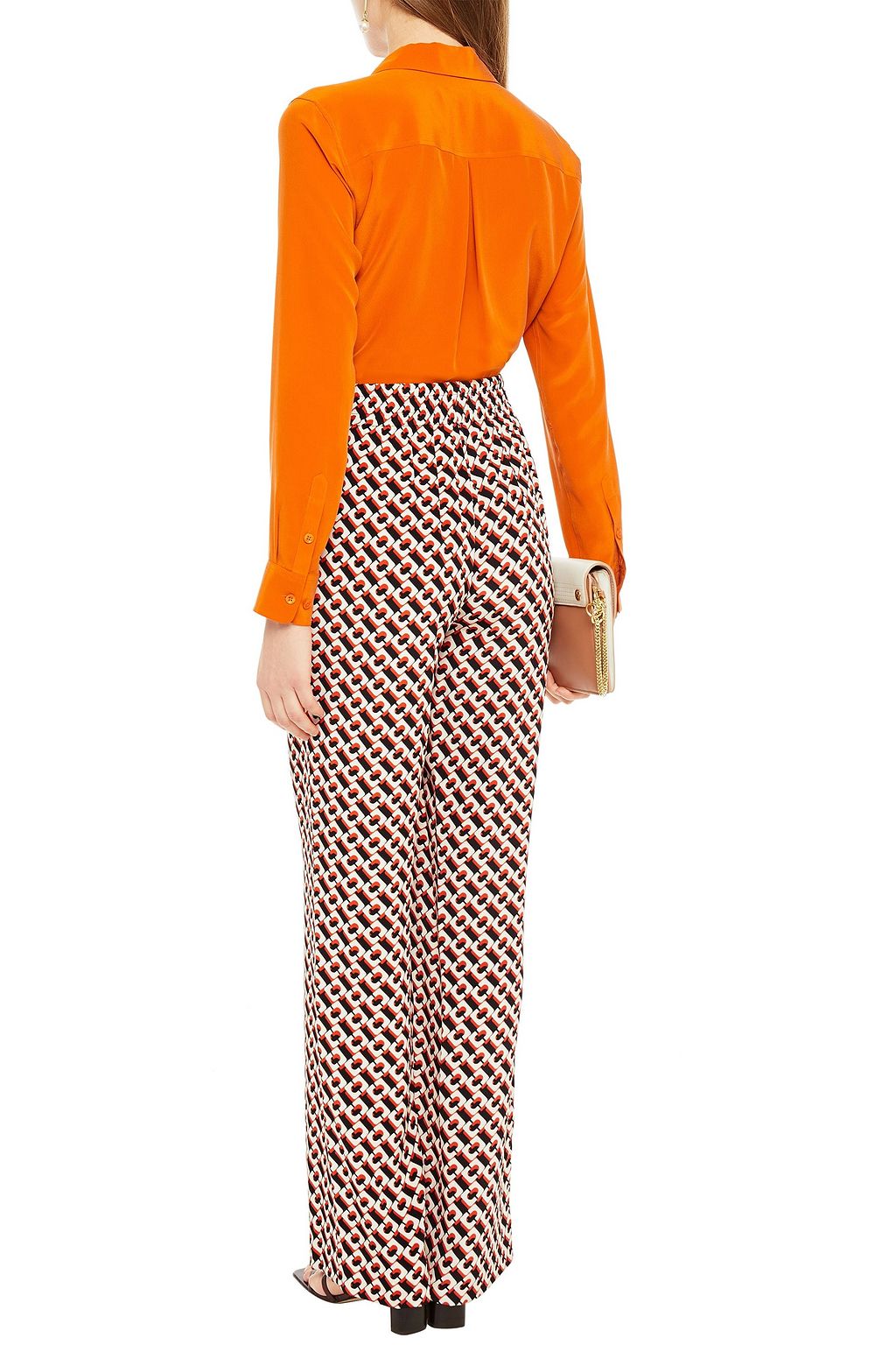 DIANE VON FURSTENBERG Belted printed silk crepe de chine wide-leg pants